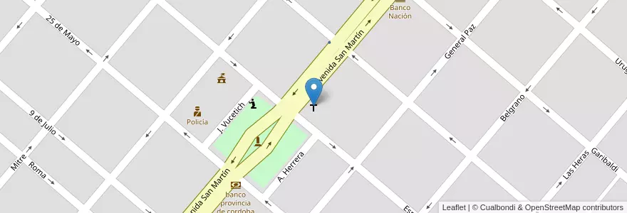 Mapa de ubicacion de Parroquia Nuestra Sra. de Lourdes en Arjantin, Córdoba, Departamento Tercero Arriba, Municipio De Río Tercero, Pedanía Salto, Río Tercero.