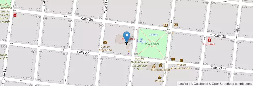 Mapa de ubicacion de Parroquia Nuestra Sra. del Rosario en Argentina, Provincia Di Buenos Aires, Partido De Veinticinco De Mayo, Veinticinco De Mayo.