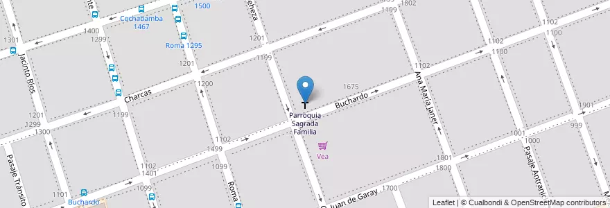 Mapa de ubicacion de Parroquia Sagrada Familia en آرژانتین, Córdoba, Departamento Capital, Pedanía Capital, Córdoba, Municipio De Córdoba.