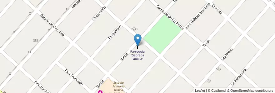 Mapa de ubicacion de Parroquia "Sagrada Familia" en 阿根廷, 布宜诺斯艾利斯省, Partido De Florencio Varela, Bosques.