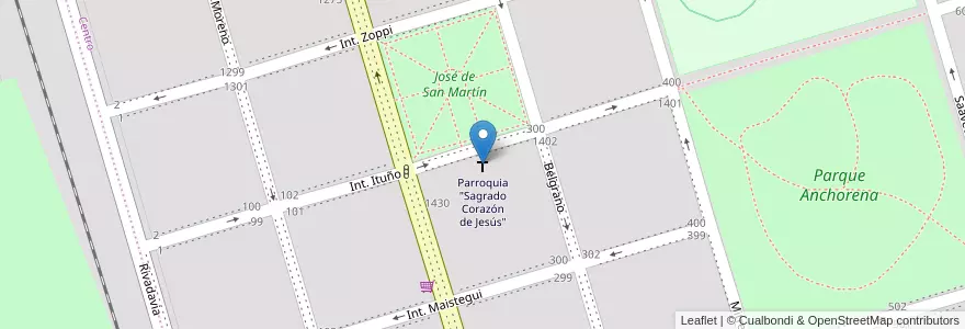 Mapa de ubicacion de Parroquia "Sagrado Corazón de Jesús" en アルゼンチン, ブエノスアイレス州, Partido De General Madariaga.