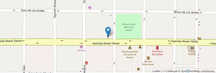 Mapa de ubicacion de Parroquia Sagrado Corazón de Jesús en الأرجنتين, Mendoza, General Alvear, Distrito Ciudad De General Alvear.