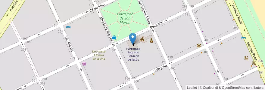 Mapa de ubicacion de Parroquia Sagrado Corazon de Jesus en 阿根廷, Chubut, Puerto Madryn, Departamento Biedma.