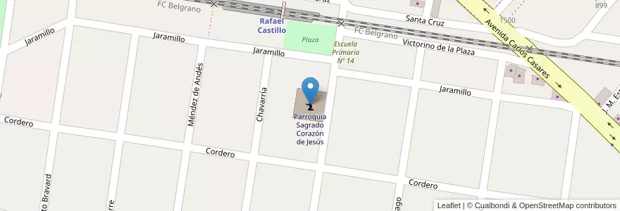 Mapa de ubicacion de Parroquia Sagrado Corazón de Jesús en Arjantin, Buenos Aires, Partido De La Matanza, Rafael Castillo.