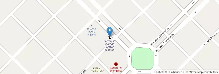 Mapa de ubicacion de Parroquia Sagrado Corazón de Jesús en Аргентина, Междуречье, Departamento Diamante, Distrito Isletas, General Ramírez.