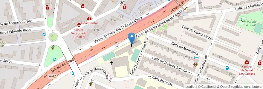 Mapa de ubicacion de Parroquia Sagrado Corazón de Jesús. Paseo Santa María de la Cabeza en إسبانيا, منطقة مدريد, منطقة مدريد, Área Metropolitana De Madrid Y Corredor Del Henares, مدريد.