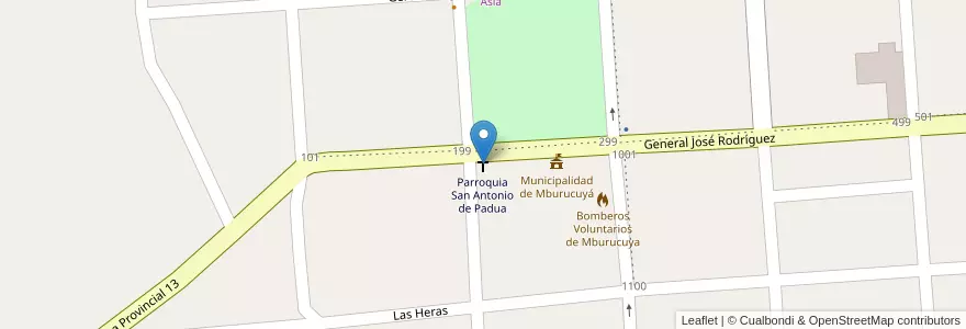 Mapa de ubicacion de Parroquia San Antonio de Padua en Аргентина, Корриентес, Departamento Mburucuyá, Municipio De Mburucuyá.