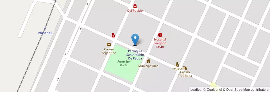 Mapa de ubicacion de Parroquia San Antonio De Padua en アルゼンチン, サンルイス州, Chacabuco, Municipio De Naschel.