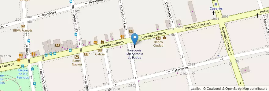 Mapa de ubicacion de Parroquia San Antonio de Padua, Parque Patricios en Argentina, Ciudad Autónoma De Buenos Aires, Comuna 4, Buenos Aires.