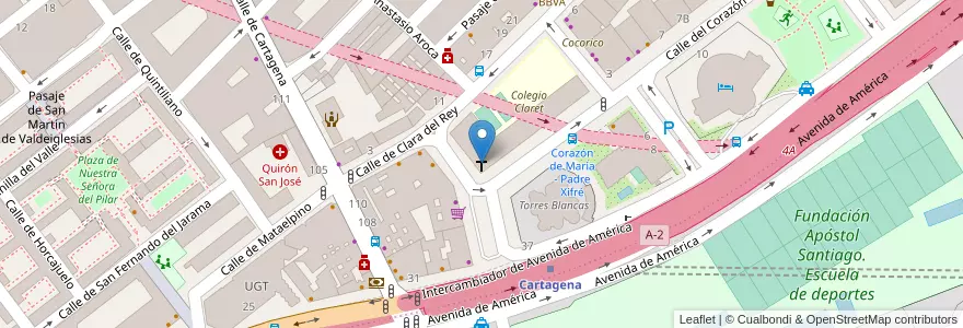 Mapa de ubicacion de Parroquia San Antonio María Claret en إسبانيا, منطقة مدريد, منطقة مدريد, Área Metropolitana De Madrid Y Corredor Del Henares, مدريد.