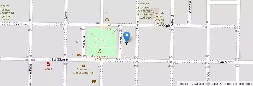 Mapa de ubicacion de Parroquía San Antonio en الأرجنتين, La Pampa, Departamento Rancul, Municipio De Caleufú.