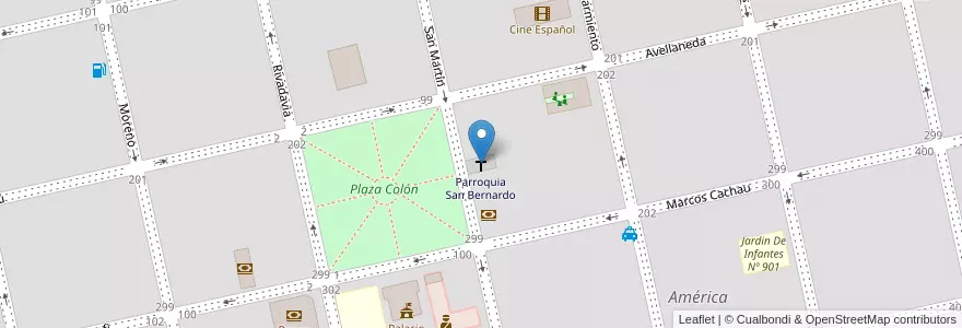 Mapa de ubicacion de Parroquia San Bernardo en Argentinien, Provinz Buenos Aires, Partido De Rivadavia, América.