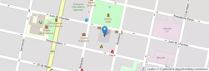 Mapa de ubicacion de Parroquia San Carlos Borromeo en الأرجنتين, سانتا في, Departamento Las Colonias, San Carlos Centro, San Carlos Centro.