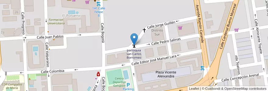 Mapa de ubicacion de parroquia san Carlos Borromeo en Spanien, Andalusien, Sevilla, Sevilla.