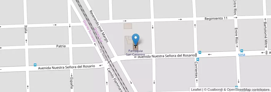 Mapa de ubicacion de Parroquia San Casimiro en Аргентина, Санта-Фе, Departamento Rosario, Municipio De Rosario, Росарио.