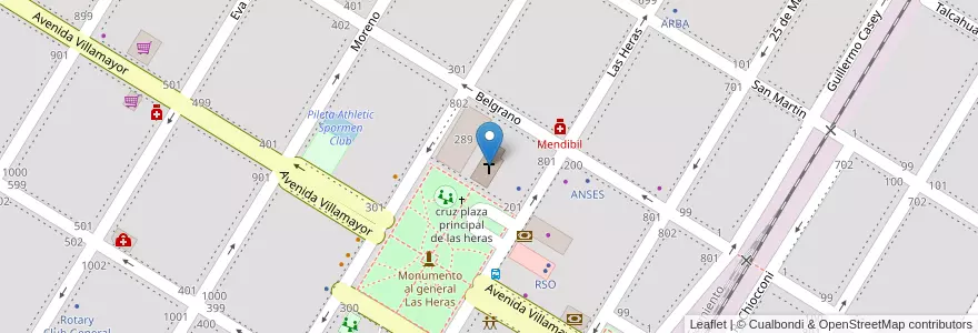 Mapa de ubicacion de Parroquia San Cipriano en Arjantin, Buenos Aires, Partido De General Las Heras, General Las Heras.