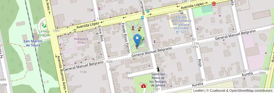 Mapa de ubicacion de Parroquia San Fermín en Аргентина, Санта-Фе, Departamento San Jerónimo, Municipio De López.