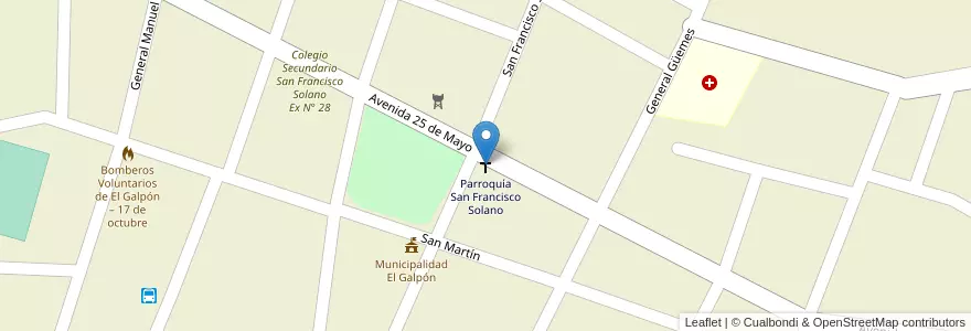 Mapa de ubicacion de Parroquía San Francisco Solano en 阿根廷, Salta, San José De Metán, Municipio De El Galpón.