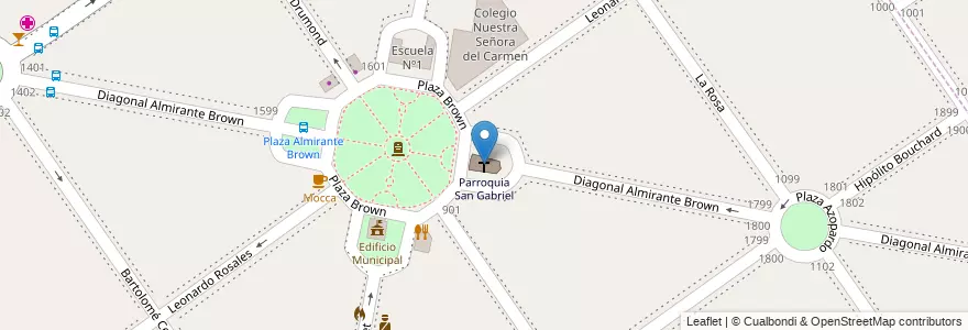 Mapa de ubicacion de Parroquia San Gabriel en アルゼンチン, ブエノスアイレス州, Partido De Almirante Brown, Adrogué.