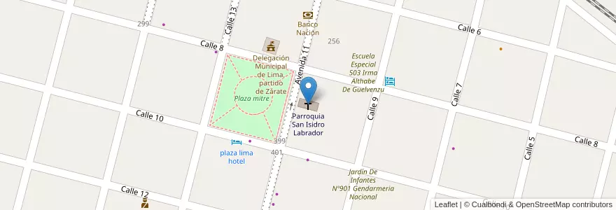 Mapa de ubicacion de Parroquia San Isidro Labrador en Arjantin, Buenos Aires, Partido De Zárate.
