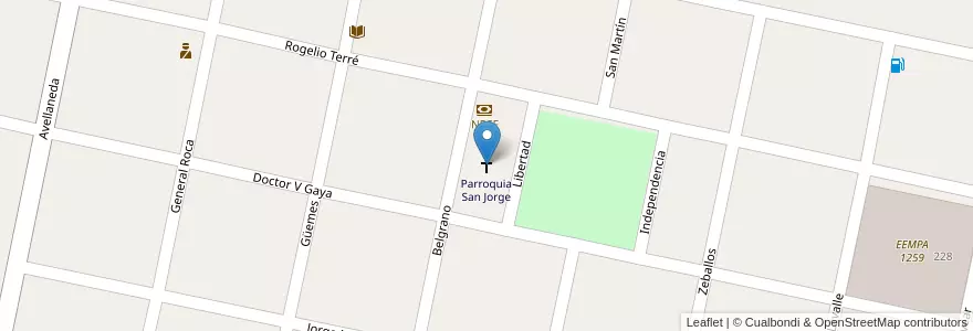 Mapa de ubicacion de Parroquia San Jorge en Arjantin, Santa Fe, Departamento Caseros, Municipio De Berabevú.