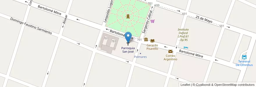 Mapa de ubicacion de Parroquía San José en 阿根廷, Corrientes, Departamento Saladas, Saladas.