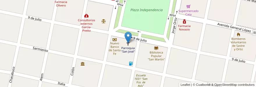 Mapa de ubicacion de Parroquia "San José" en Arjantin, Santa Fe, Departamento San Martín, Municipio De Sastre.