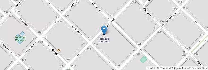 Mapa de ubicacion de Parroquia San José en Arjantin, Buenos Aires, Partido De Bahía Blanca, Bahía Blanca.
