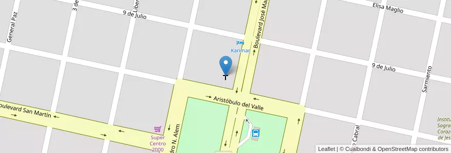 Mapa de ubicacion de Parroquia "San José" en الأرجنتين, Córdoba, Departamento Marcos Juárez, Pedanía Liniers, Municipio De Camilo Aldao, Camilo Aldao.
