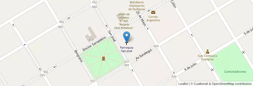 Mapa de ubicacion de Parroquia San José en Argentinië, Buenos Aires, Partido De Nueve De Julio, Cuartel Dudignac.