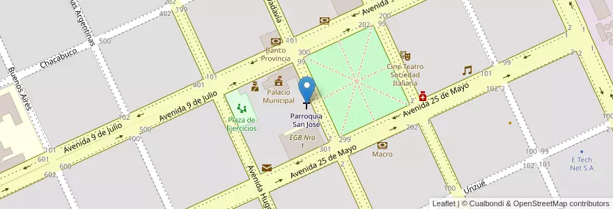 Mapa de ubicacion de Parroquia San José en Аргентина, Буэнос-Айрес, Partido De Salliqueló.