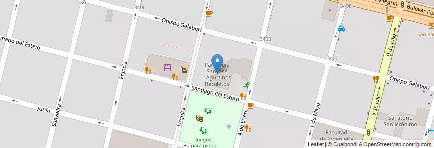 Mapa de ubicacion de Parroquia San José - Agustinos Recoletos en Аргентина, Санта-Фе, Departamento La Capital, Santa Fe Capital, Santa Fe.