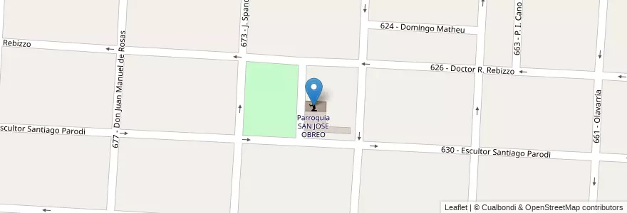 Mapa de ubicacion de Parroquia SAN JOSE OBREO en アルゼンチン, ブエノスアイレス州, Partido De Tres De Febrero, Caseros.