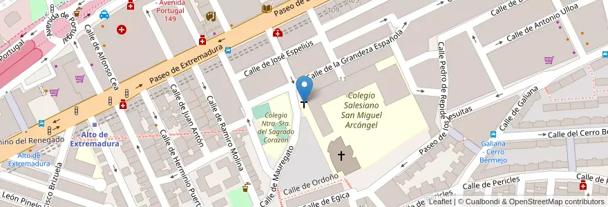 Mapa de ubicacion de Parroquia San Juan Bosco en 스페인, Comunidad De Madrid, Comunidad De Madrid, Área Metropolitana De Madrid Y Corredor Del Henares, 마드리드.
