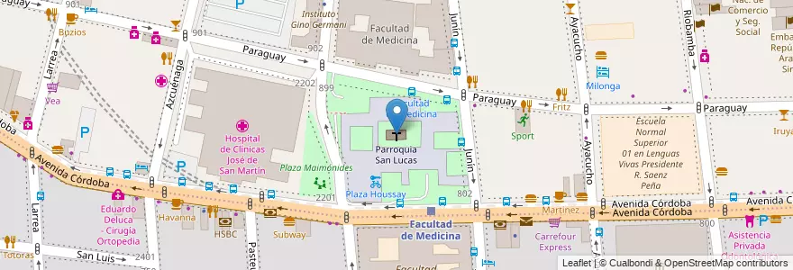 Mapa de ubicacion de Parroquia San Lucas, Recoleta en Argentinië, Ciudad Autónoma De Buenos Aires, Buenos Aires.