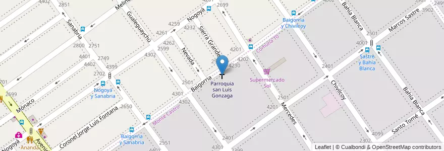 Mapa de ubicacion de Parroquia san Luís Gonzaga, Monte Castro en Argentina, Autonomous City Of Buenos Aires, Autonomous City Of Buenos Aires, Comuna 10, Comuna 11.