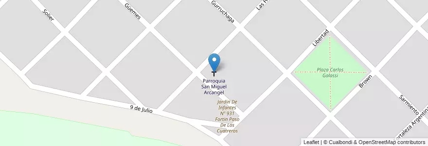 Mapa de ubicacion de Parroquia San Miguel Arcangel en アルゼンチン, ブエノスアイレス州, Partido De Bahía Blanca, General Daniel Cerri.
