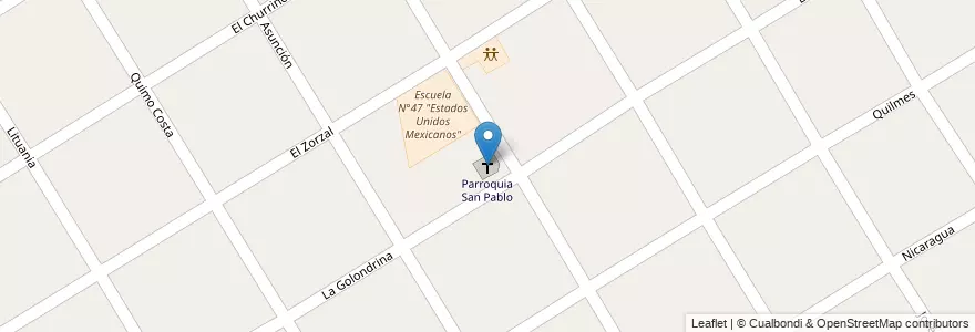 Mapa de ubicacion de Parroquia San Pablo en アルゼンチン, ブエノスアイレス州, Partido De Lomas De Zamora, Temperley.