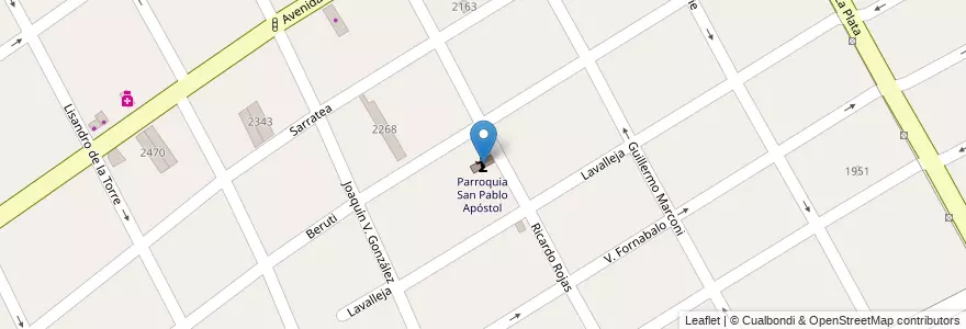 Mapa de ubicacion de Parroquia San Pablo Apóstol en الأرجنتين, بوينس آيرس, Partido De Quilmes, Quilmes.