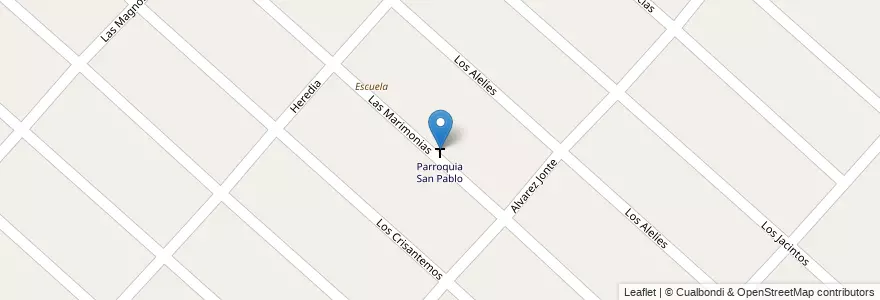 Mapa de ubicacion de Parroquia San Pablo en アルゼンチン, ブエノスアイレス州, Partido De Merlo, Mariano Acosta.