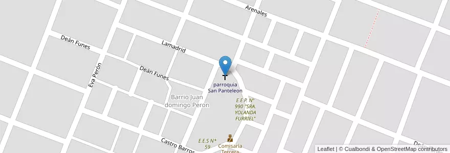 Mapa de ubicacion de parroquia San Panteleon en آرژانتین, Chaco, Departamento Comandante Fernández, Municipio De Presidencia Roque Sáenz Peña, Presidencia Roque Sáenz Peña.