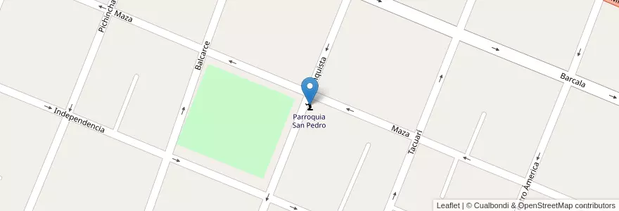 Mapa de ubicacion de Parroquia San Pedro en 阿根廷, 智利, Mendoza, San Rafael, Distrito Ciudad De San Rafael, Departamento San Rafael.