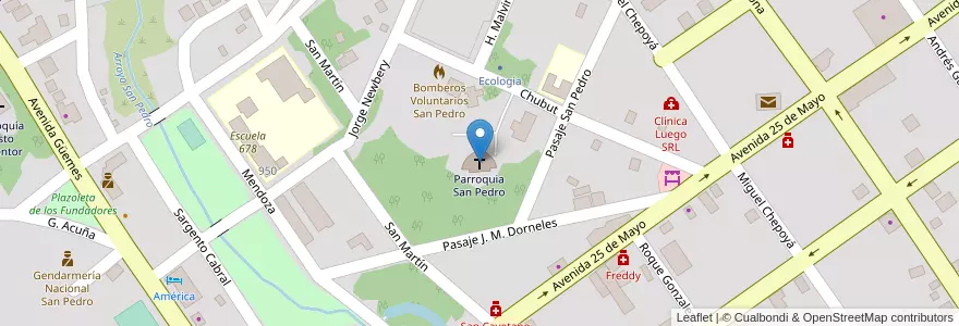 Mapa de ubicacion de Parroquia San Pedro en الأرجنتين, Misiones, Departamento San Pedro, Municipio De San Pedro, San Pedro.