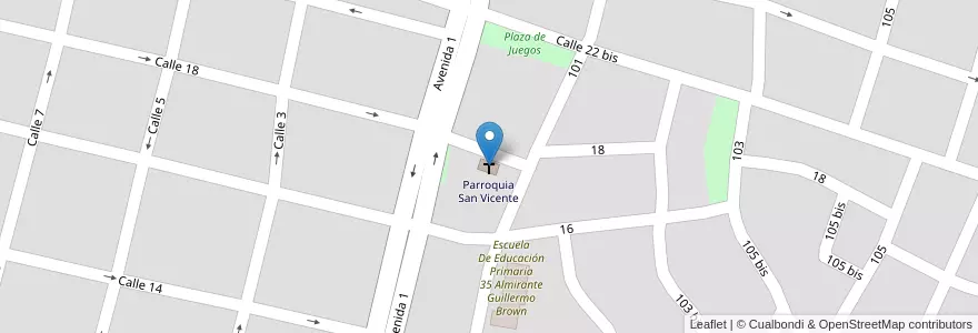 Mapa de ubicacion de Parroquia San Vicente en آرژانتین, استان بوئنوس آیرس, Partido De Mercedes, Mercedes.