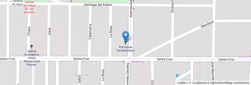 Mapa de ubicacion de Parroquia SanSebastian en Аргентина, Чили, Неукен, Departamento Confluencia, Municipio De Plottier, Plottier.