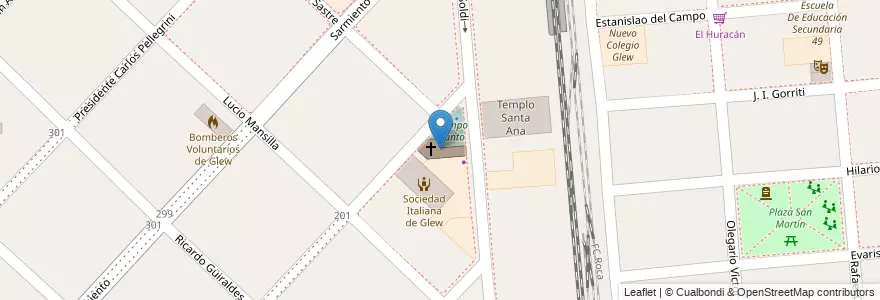 Mapa de ubicacion de Parroquia Santa Ana en الأرجنتين, بوينس آيرس, Partido De Almirante Brown, Glew.