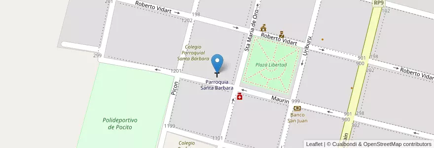 Mapa de ubicacion de Parroquia Santa Barbara en Argentina, San Juan, Chile, Pocito.