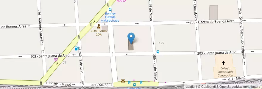 Mapa de ubicacion de Parroquia Santa Juana de Arco en 阿根廷, 布宜诺斯艾利斯省, Partido De Tres De Febrero, Ciudadela.