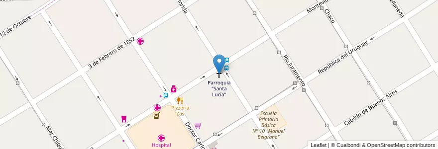Mapa de ubicacion de Parroquia "Santa Lucía" en Arjantin, Buenos Aires, Partido De Florencio Varela, Villa Vatteone.