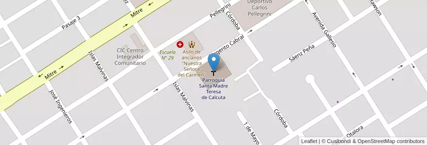 Mapa de ubicacion de Parroquia Santa Madre Teresa de Calcuta en Аргентина, Буэнос-Айрес, Partido De Zárate.